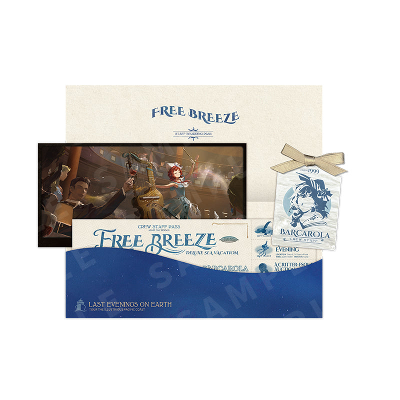 Reverse: 1999 "Free Breeze" Cruise Ticket Set with Illustration Postcards