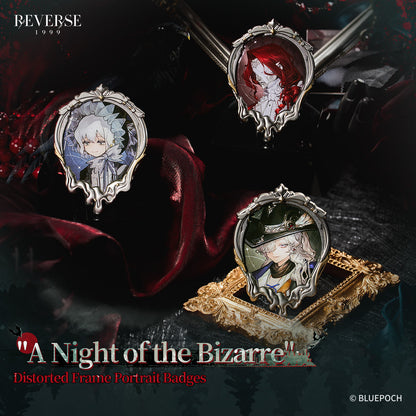 Reverse: 1999 "A Night of the Bizarre" Distorted Frame Portrait Badges