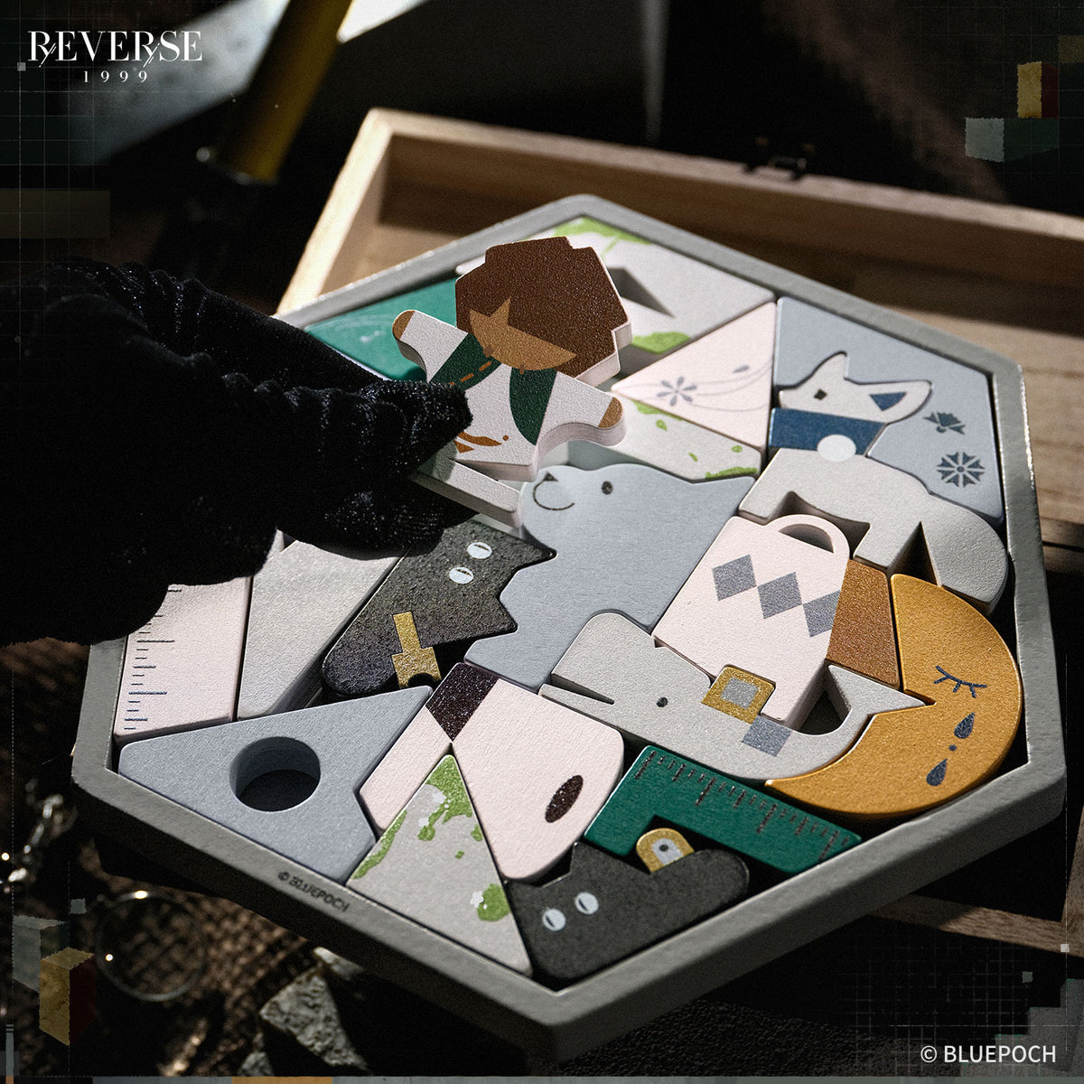 Reverse: 1999 "The Temporal Scale" Wooden Block Puzzle