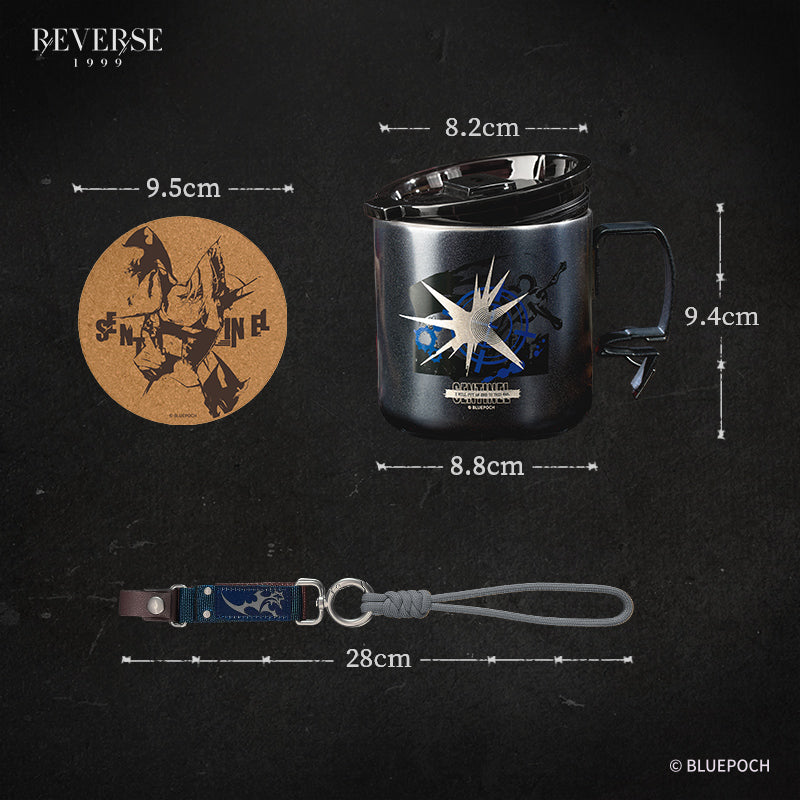 Reverse: 1999 "Drink Up Your Hesitation" Character Stainless Steel Mug & Nylon Lanyard Set