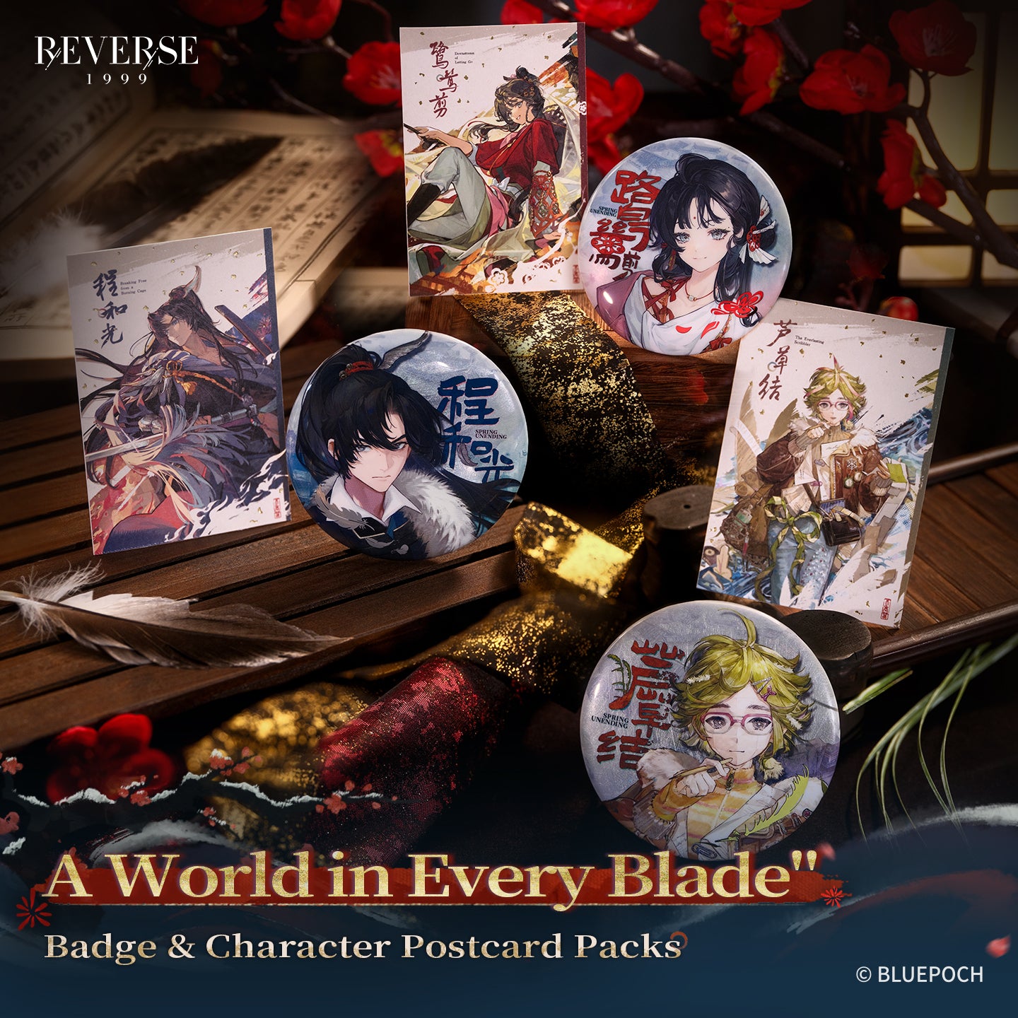 "A World in Every Blade" Badge & Character Postcard Packs